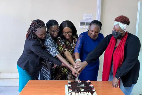 The training was closed with a cake-cutting ceremony led by Prof. Grace Irimu, Chair of the Department of Paediatrics and Child Health and Mother of ETAT+ for under 5’s and ETAT+ for the Newborns ETAT+.